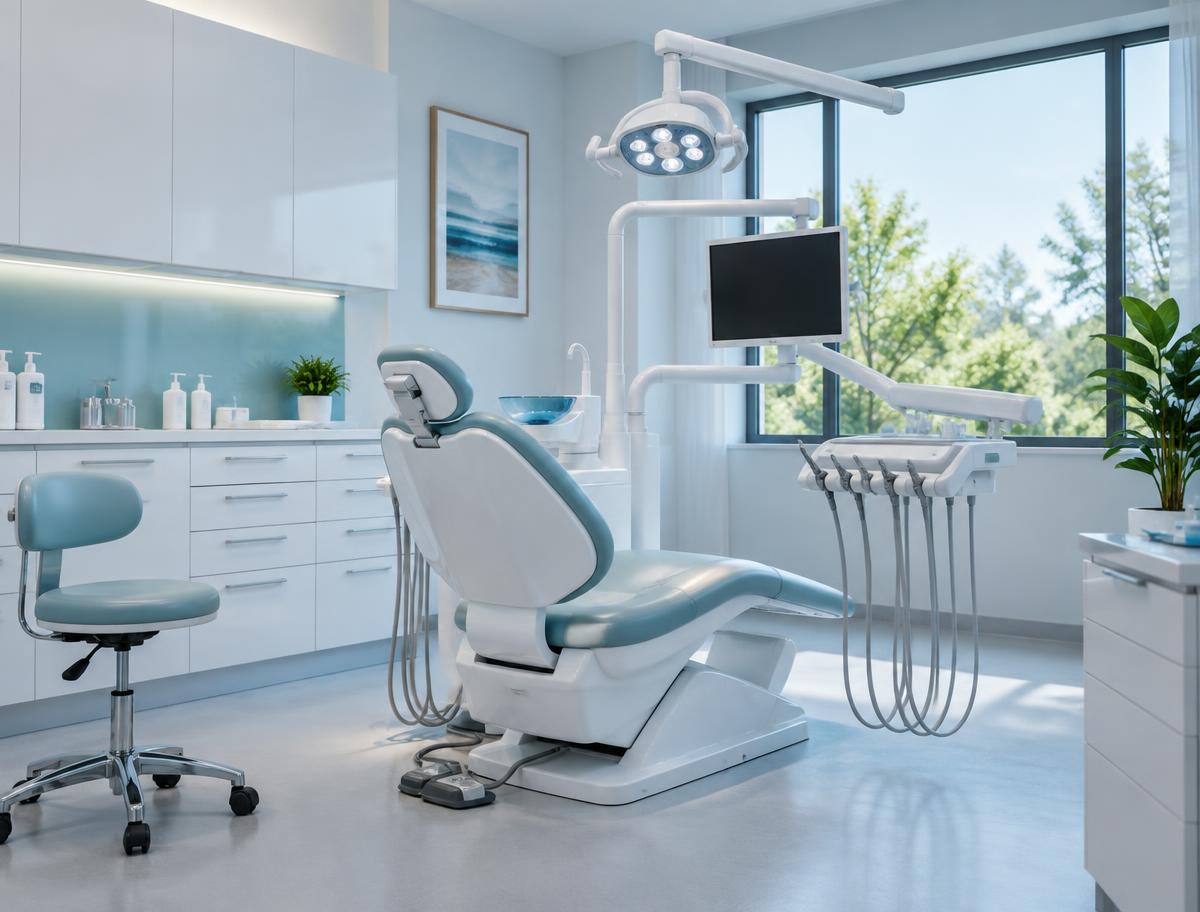 Modern dental treatment room with natural light